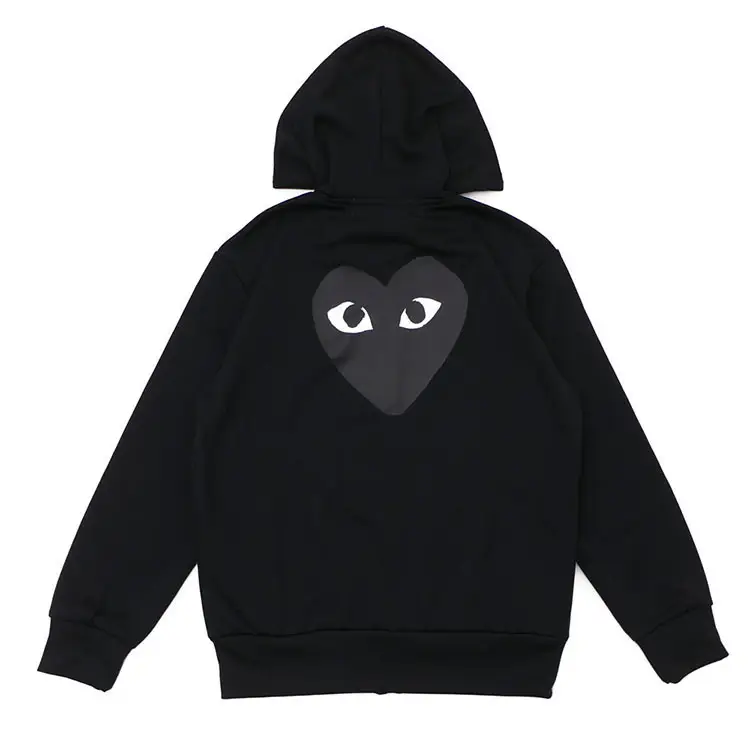 Japanese tide play men and women couples wear padded zipper sweater small black heart ironing hoodie loose spring and fall models