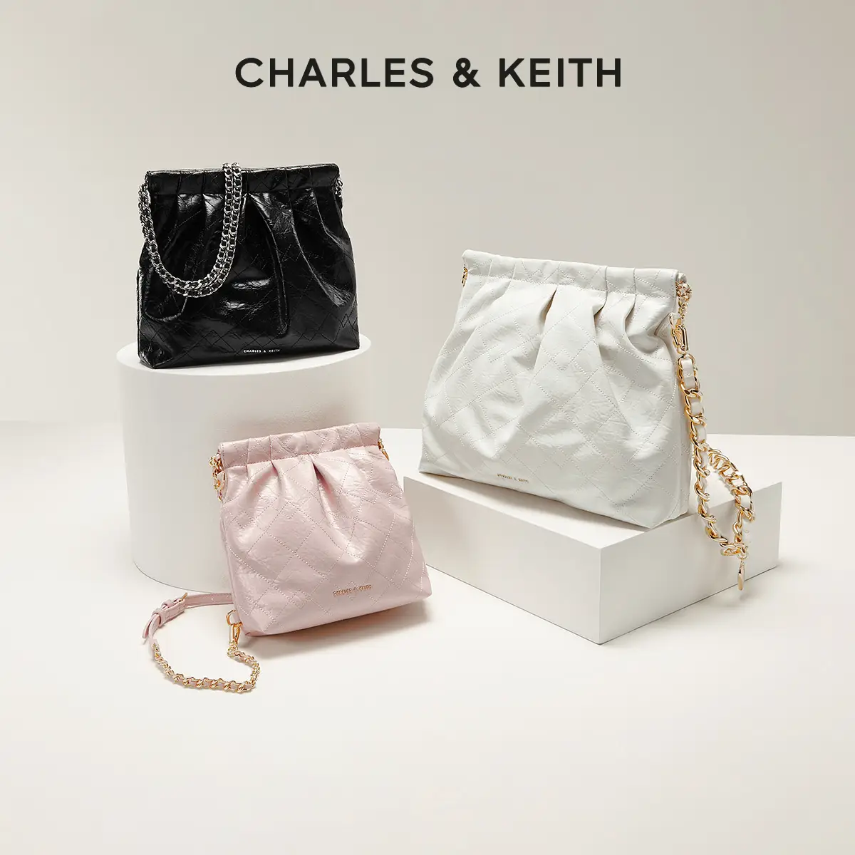 [Valentine's Day Gift] Charles&Keith Women's Bag Ck2- 60782390 Women's Hobo Bag Wedding Bag