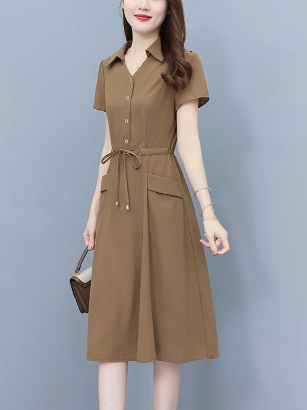 2023 Summer New High-end Middle-aged Mother's Tight Waist Slimming Belly Covering Age-reducing Small Elegant Large Size Dress