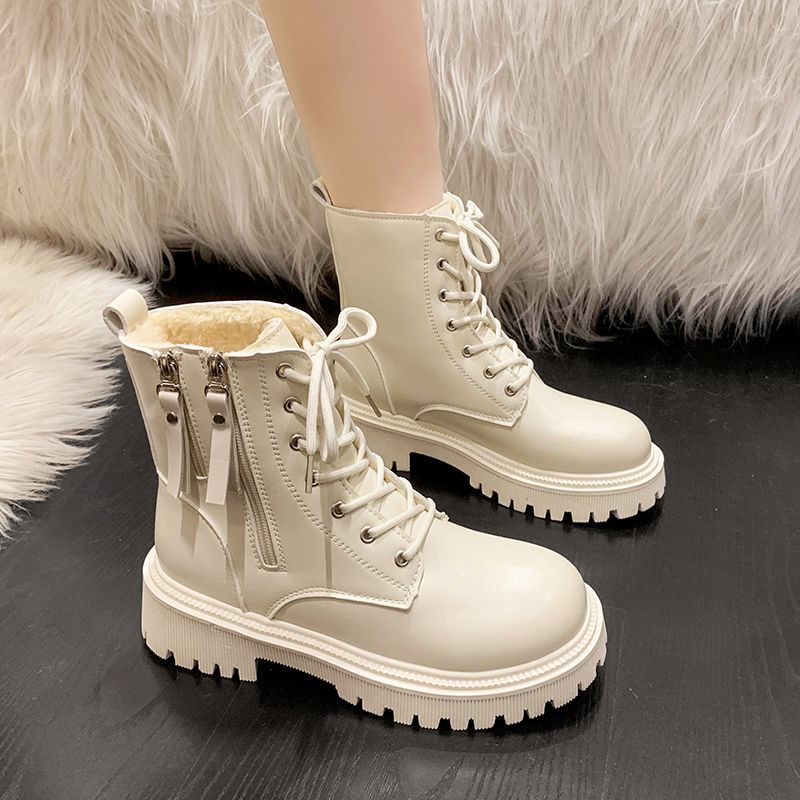 Northern Wolf Martin Boots for Women 2026 New British Style Retro Thick-Soled Short Boots Autumn and Winter Fleece-Lined Versatile Warm Boots