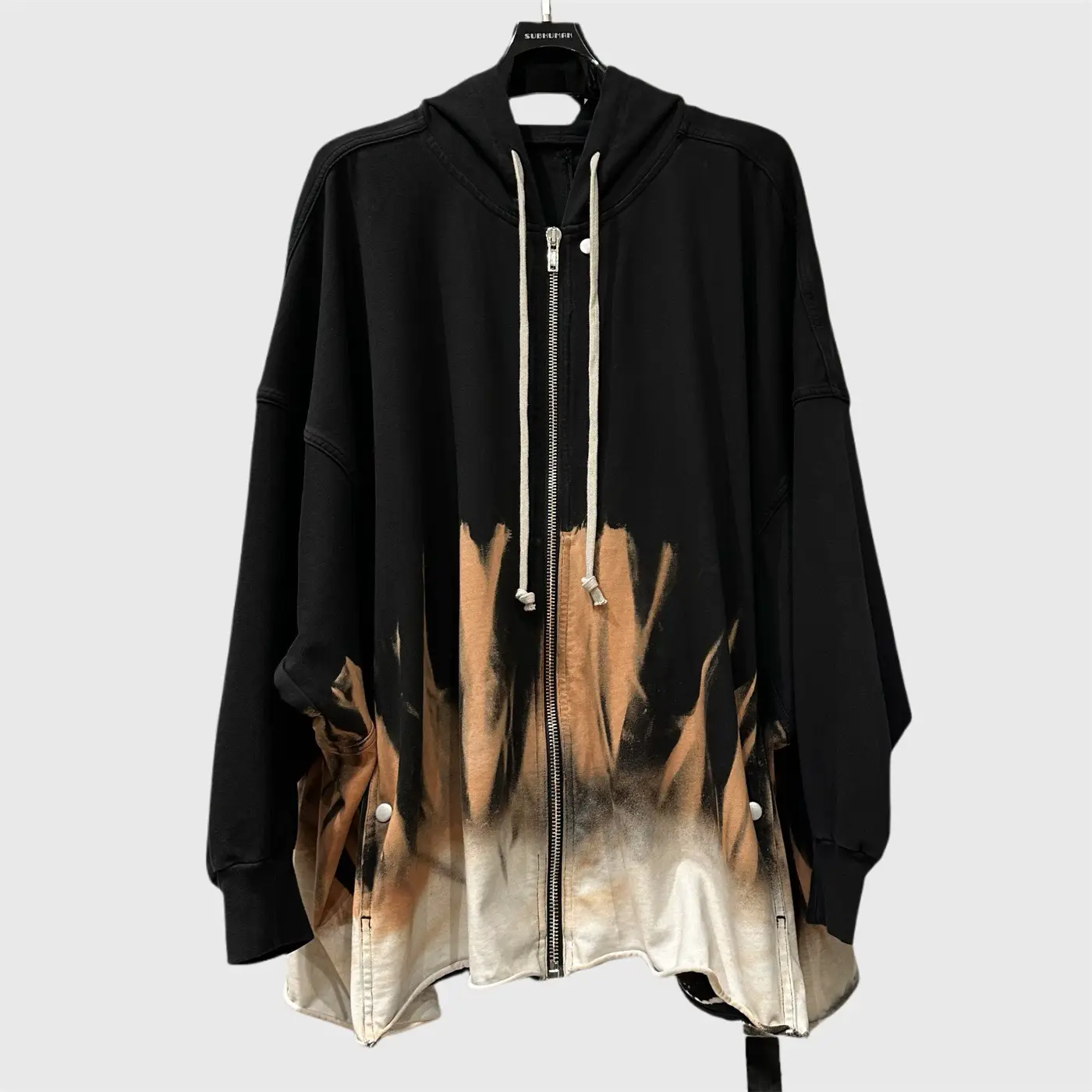 Dark Ro Style Gradient Flame Tie-Dye Silhouette Drop-Shoulder Hooded Zip-Up Cardigan Loose Casual Jacket Men's Trendy Top