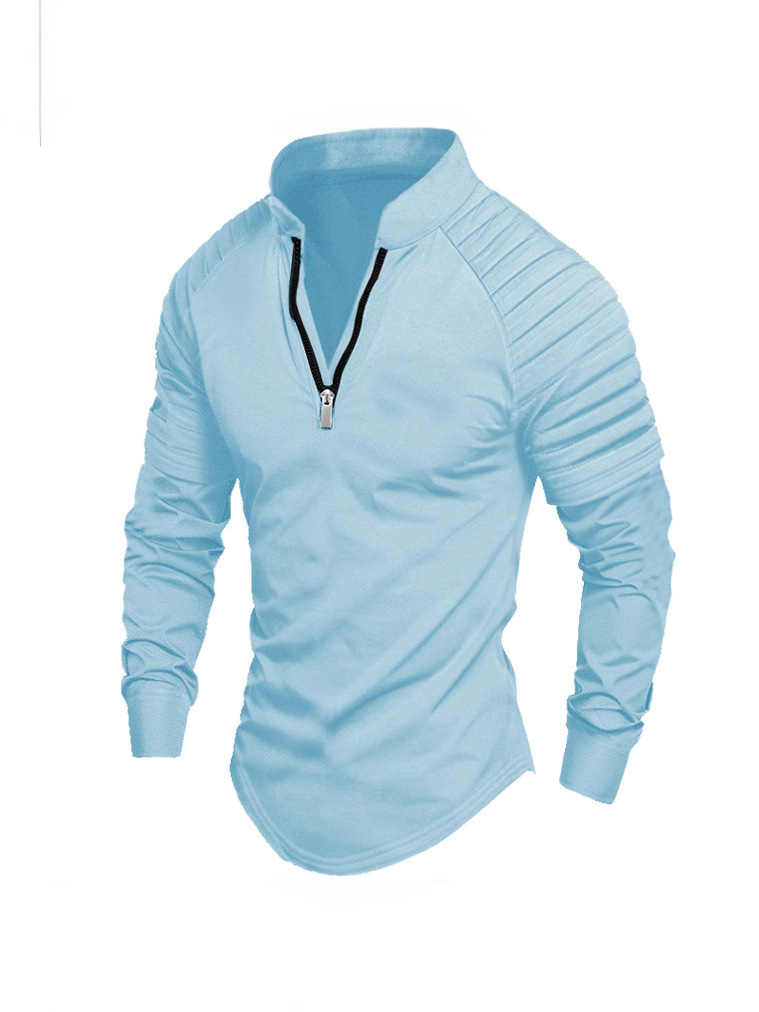 European and American Ins Cross-Border 2026 Spring Independent Site Amazon Polo Shirt Zipper Long-Sleeved Men's Sports Polo Shirt