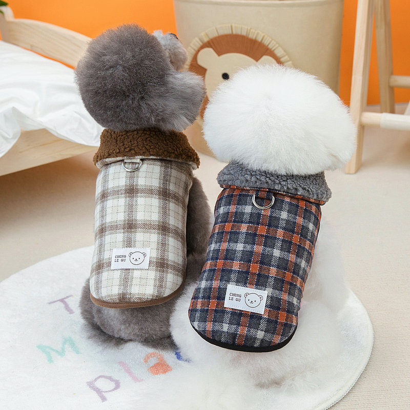 Dog clothing teddy bear pet clothes autumn and winter clothes 23 new western style fleece-lined cotton-padded clothes fashionable handsome