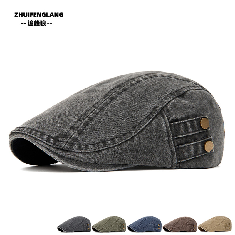 Washed Vintage Men's Casual Baseball Cap, Distressed Beret for Women, Spring Thin British Newsboy Hat