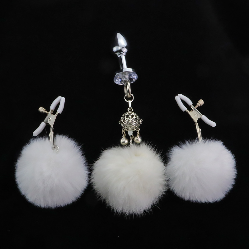 Furry Anal Plug, Nipple Clamps, Breast Clamps, Anal Training with Light, Luminous Anal Plug, Male and Female Sm Sex Toys, One-Piece Dropshipping