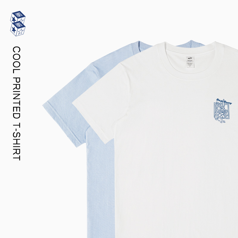 Summer Regular Shoulder Men's Printed Couple's Short-Sleeve T-Shirt with Unique Design, Versatile Base Shirt with Creative Print