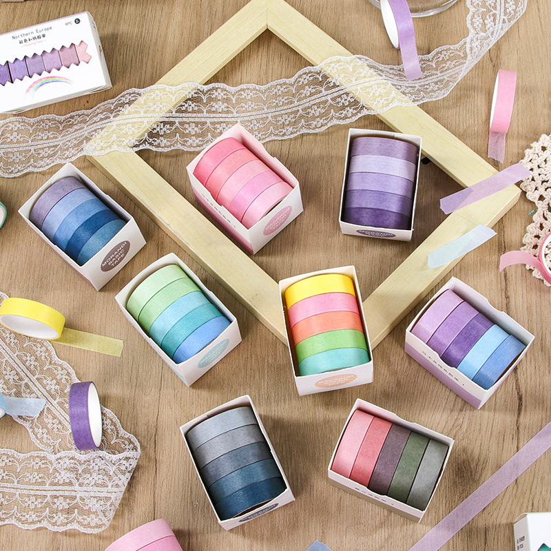 Wheat Youth Washi Tape Set Box Korean Style Simple Journal DIY Basic Decorative Material Stickers