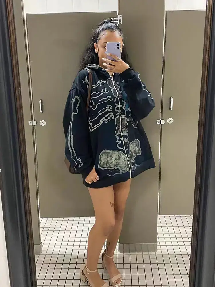 Revenge Outwear Fall and winter Embroider letter Logo Zipper Cardigan Sweatshirt Men's and Women's Loose Casual Hoodie Trend