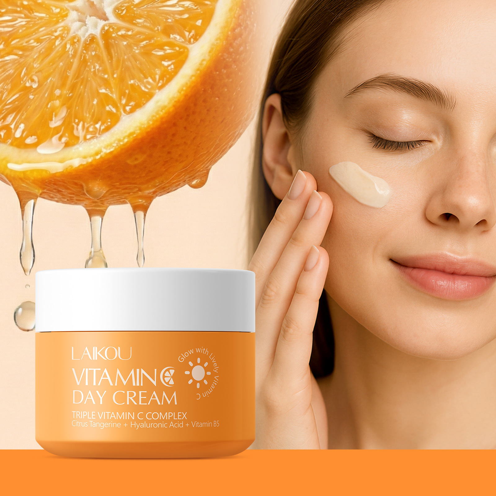 Laikou Cross-Border New Product Vitamin C Day Cream 30g Moisturizing and Hydrating Face Cream Foreign Trade Full English Label Manufacturer in Stock