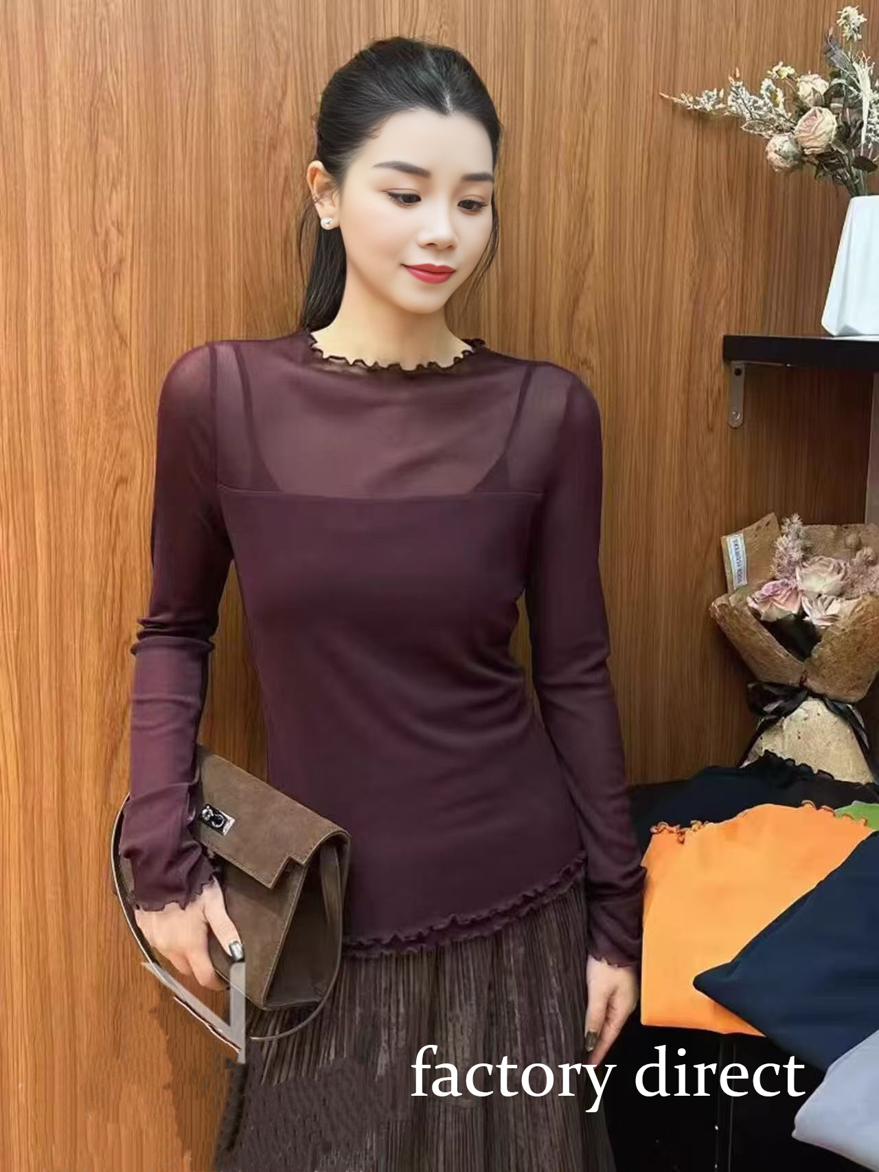 Versatile Tight-Fitting Waist Slimming Look Inner Wear and Elastic Mesh Bottoming Shirt Women's Undershirt
