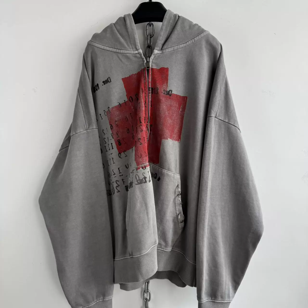 Hell System Official 25aw Heavy Weight 480g Woolen Loop Washed Outdated Printed Hoodie