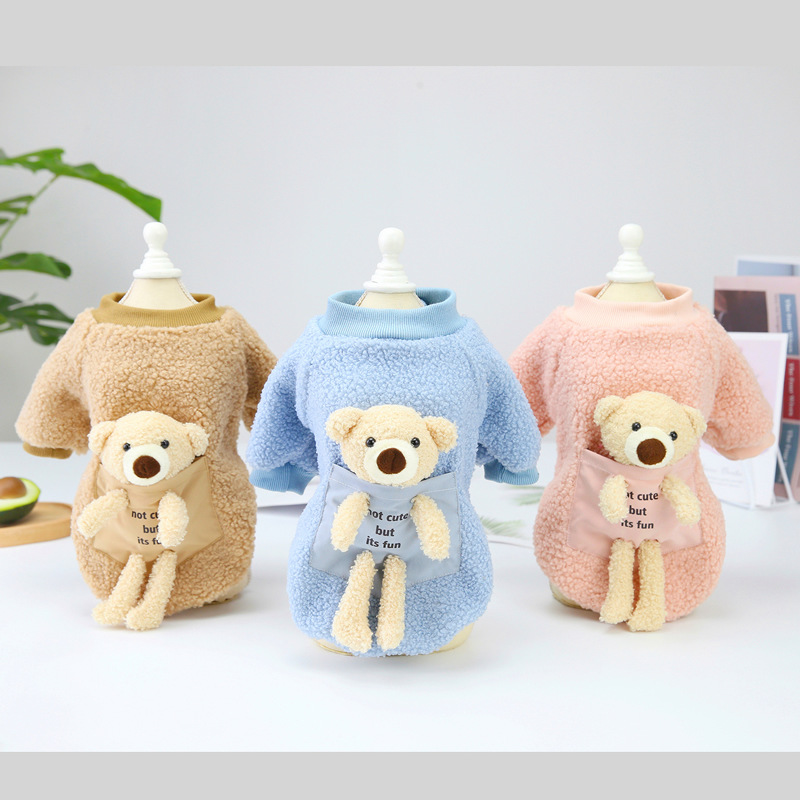 Pet Clothing Dog Clothes Autumn and Winter Clothing New Teddy Pet Clothes Legs Fleece 21 Back Bear Fleece