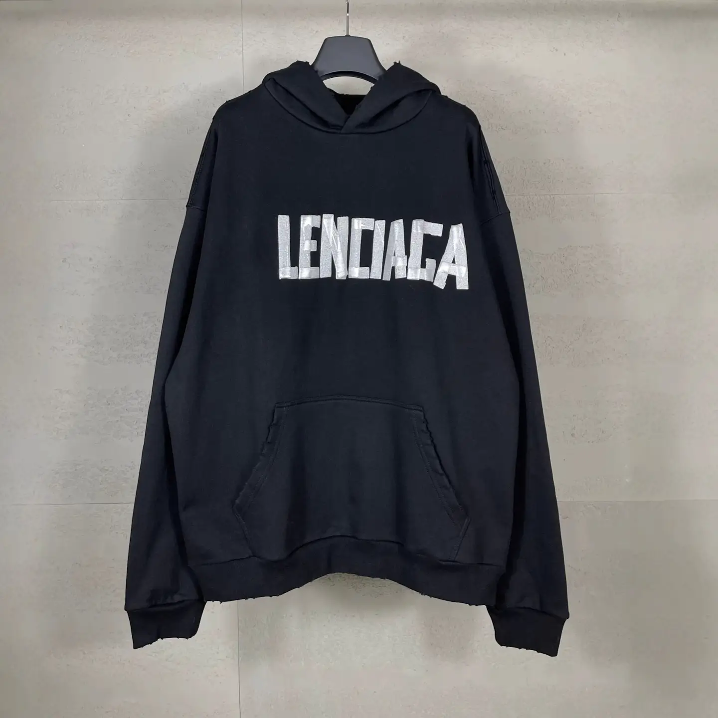 Balenciaga Logo Print Distressed Hoodie