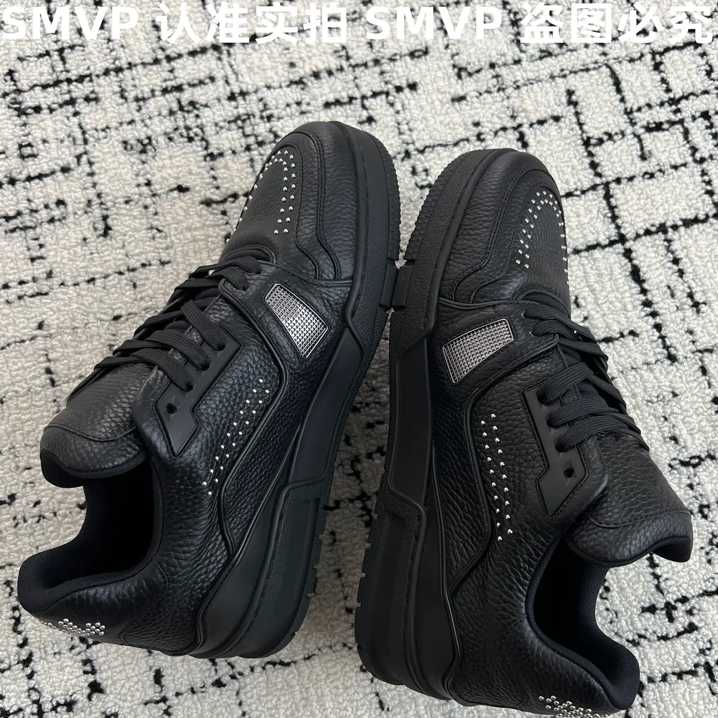 Smvp Independent Brand Black Rivet Style Casual Fashion Sneakers Trendy Men's Style
