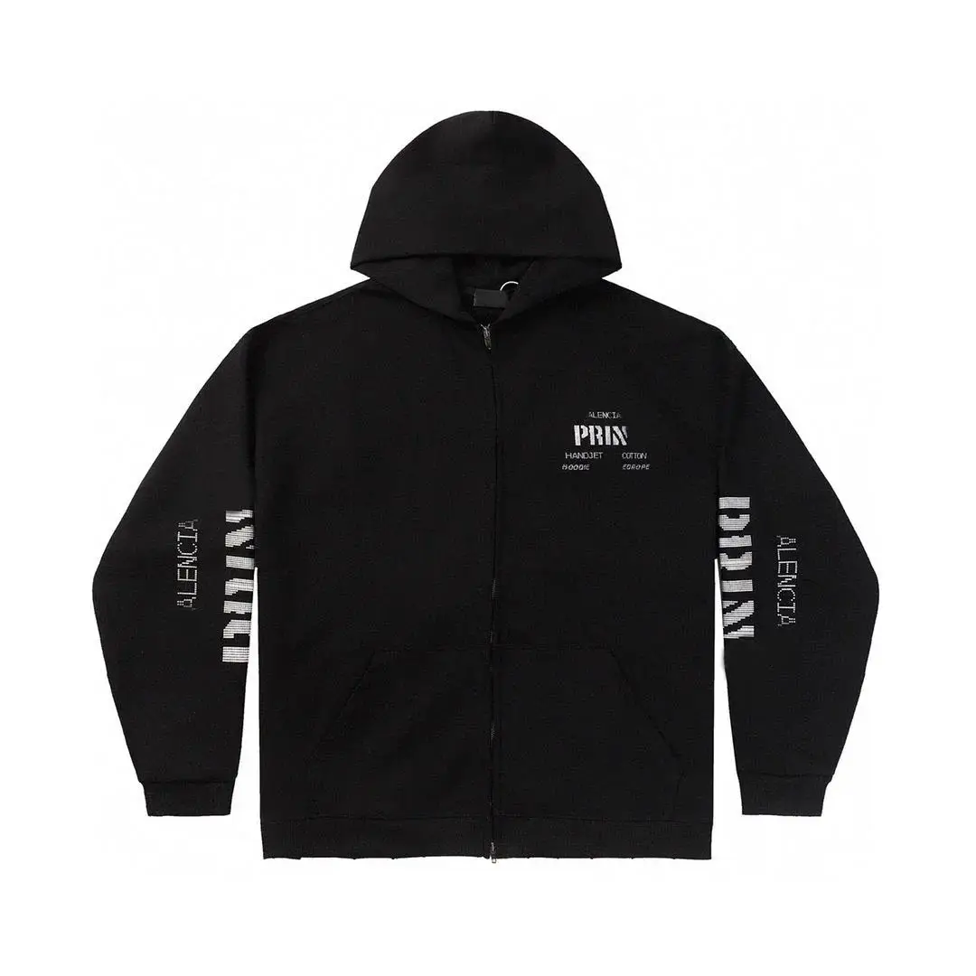 Bal*enciaga Print Zip Up Hoodie