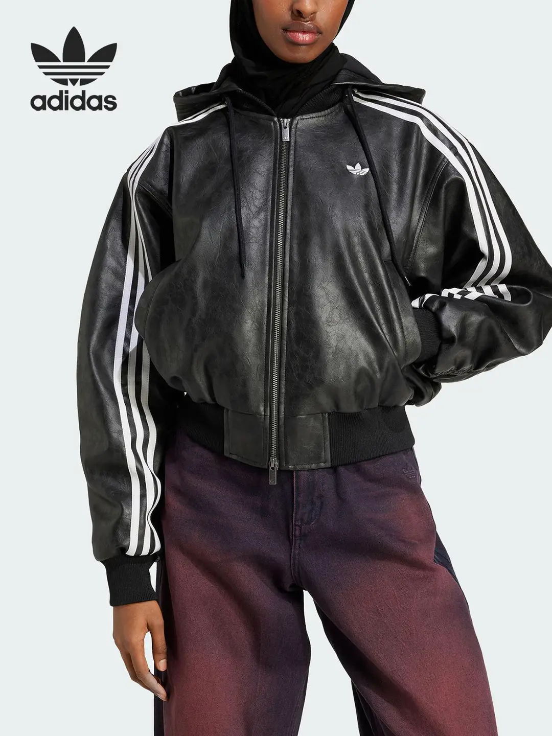 Adidas/Adidas Official Genuine Trefoil Women's Warm Sports Casual Hooded Cotton Jacket Jx9220