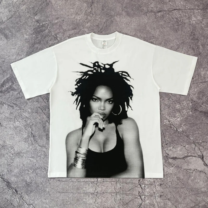 Aliexpress Cross-Border Exclusive European Size Pure Cotton Men's Tops 2000S Retro Casual Girls Print Y2K Men