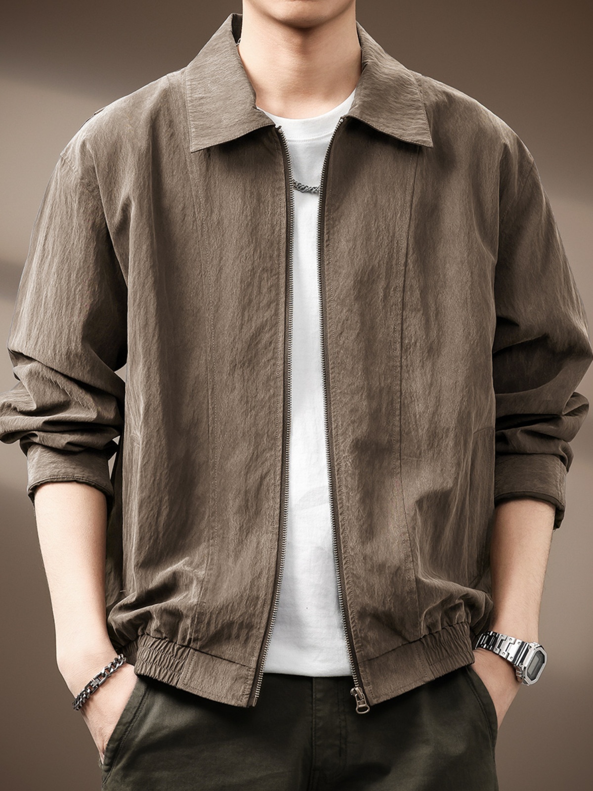 Lightweight Lyocell Easy-Care Jacket for Men, New Spring and Autumn Style, American Retro Loose Casual Top Jacket for Men