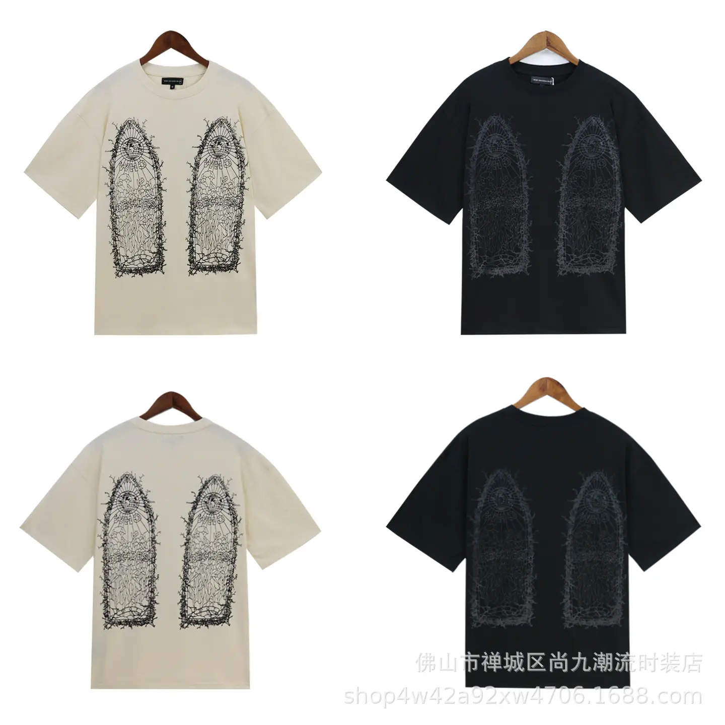 Cross-border Supply Limit Street Who Decides War Personalized Front and Rear Classic Pattern Printed Short-sleeved T-shirt