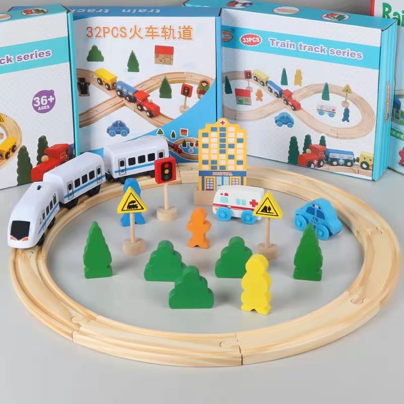 Tos Small Train Track Wooden Track Electric Track Toy Children's Wooden Educational Assembled Toy Car