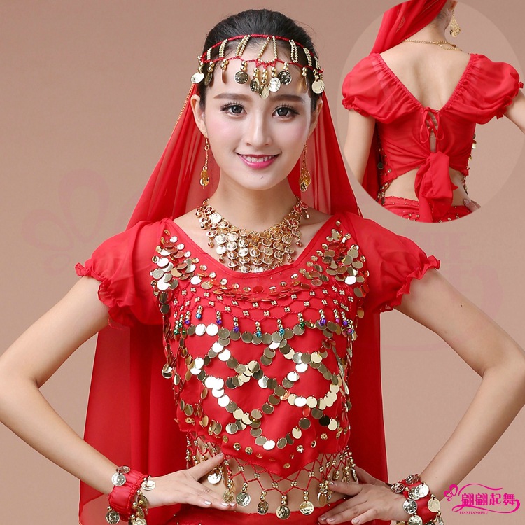 Belly Dance Costume Indian Dance Table Performance Practice Clothes Xinjiang Dance Folk Dance New Short Sleeve Top