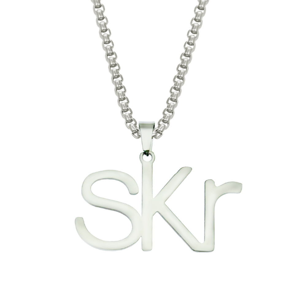 Korean Style Trendy Men's and Women's Harajuku Hip Hop Style Titanium Necklace skr Gloss Personalized Letter Pendant Accessories Do Not Fade
