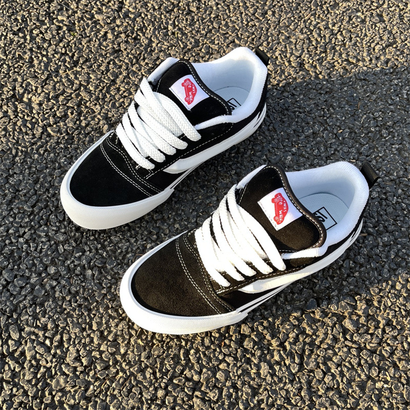 [Factory Store] Knu Skool Black and White Classic Low-Top Chunky Sneakers for Men and Women, Retro Casual Skate Shoes QC-foto från 1688 på Qualit.ly