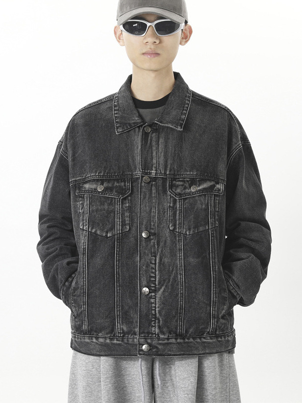Men's Loose American-Style Washed Denim Jacket 2026 Spring New Trendy Retro Workwear Top Coat