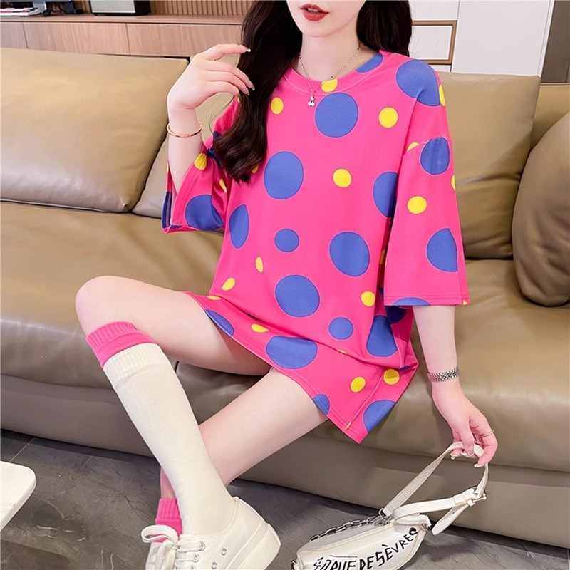 2026 Spring/Summer New Loose Half-Sleeve T-Shirt Mid-Length Casual Korean Style Top Short-Sleeve Ins Trend Plus Size Women's Clothing
