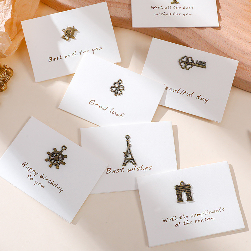 Metal Retro Card Holiday Message Blessing Card New Year and Christmas Greeting Card Wedding Card with Envelope