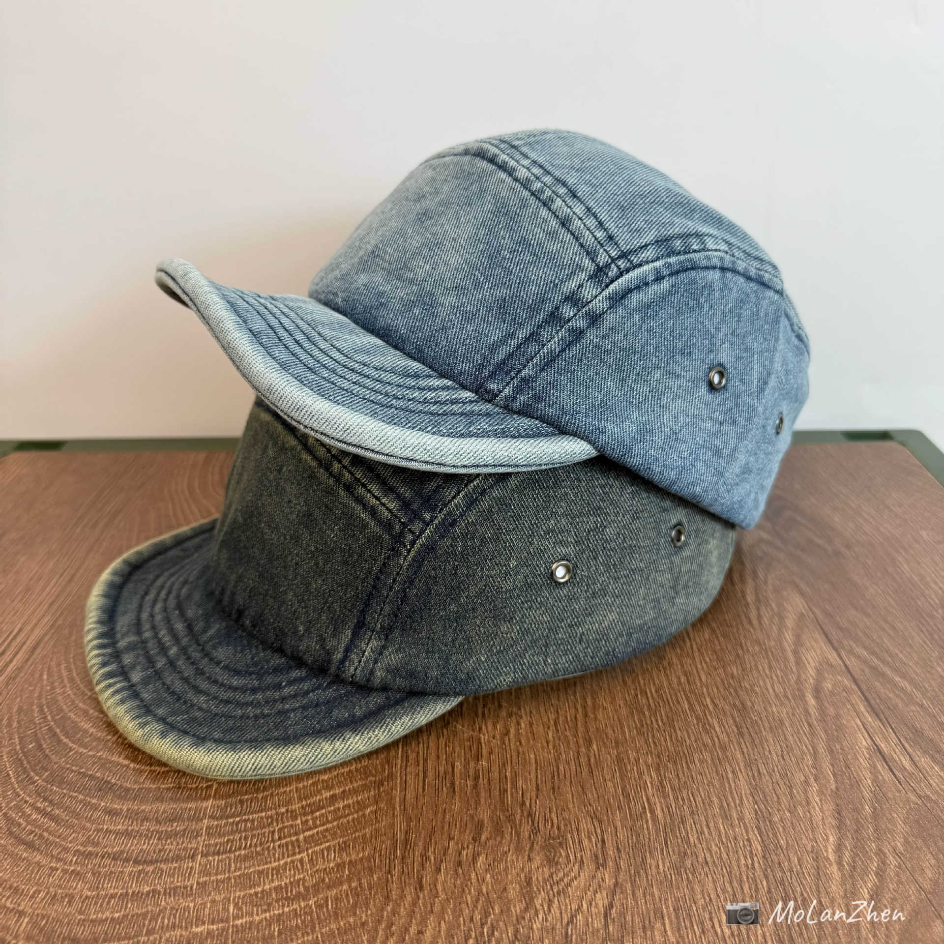Japanese-Style Niche Retro Workwear Denim Flat-Brim Baseball Cap, Heavy-Duty Short-Brim Five-Panel Soft Brim Versatile Duckbill Cap
