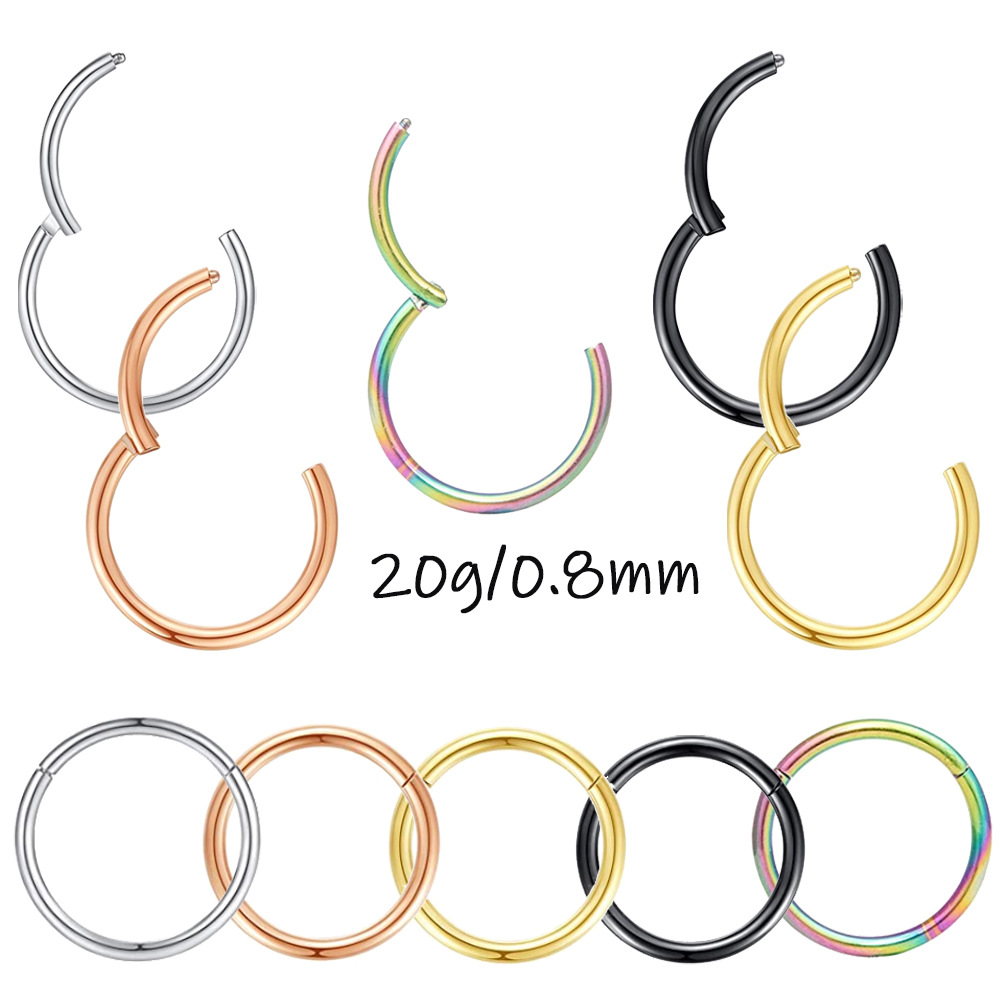 20g thin rod nose ring 316L stainless steel seamless closed ring ear bone ring universal puncture lip ring multi-purpose nose ring
