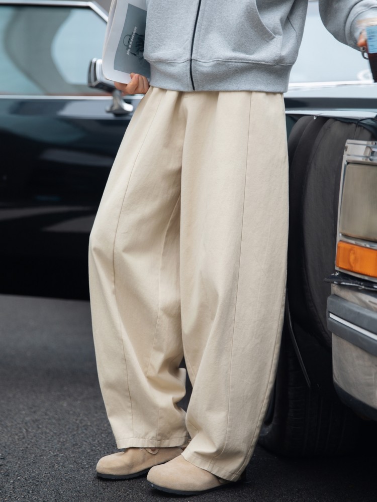 Split Structure Design Casual Pants Spring and Summer New Style Drapey Silhouette Scimitar Pants Loose Texture Trendy Brand Long Pants Q