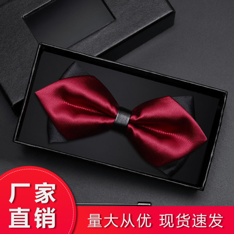 Gift Box men's bow tie male best man bridegroom wine red black bow tie formal dress wedding British Korean style bow