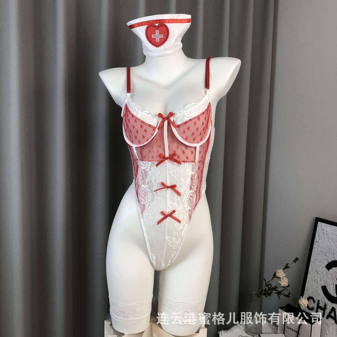 Gardenia sexy underwear sexy steel ring conjoined open file temptation perspective hot female nurse uniform suit 8073