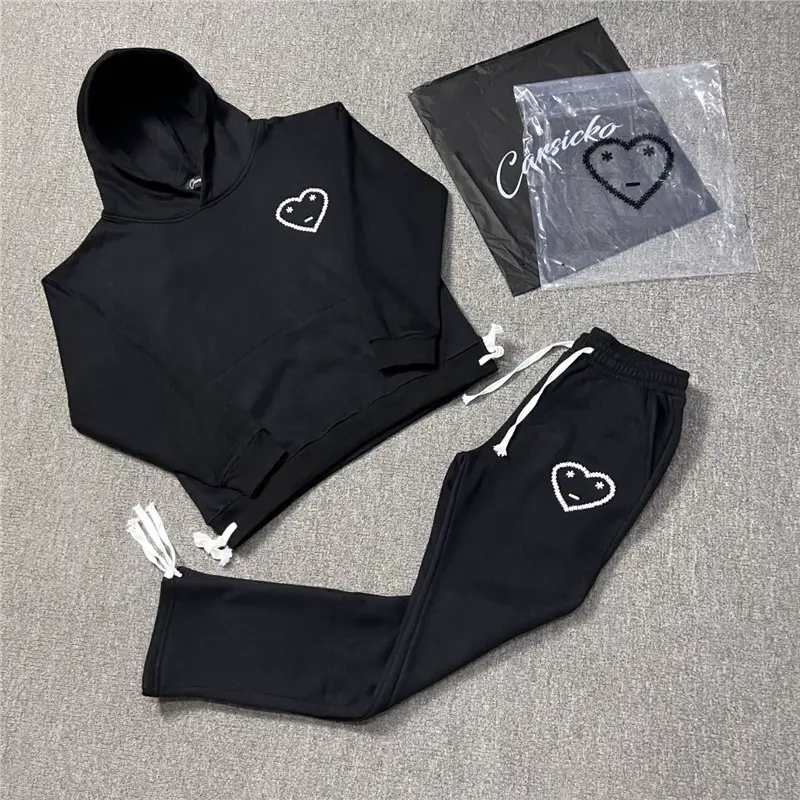2025 Cross-Border E-Commerce Export Supply Hoodies Heart Style Jogging Men and Women Suits Couple Suits