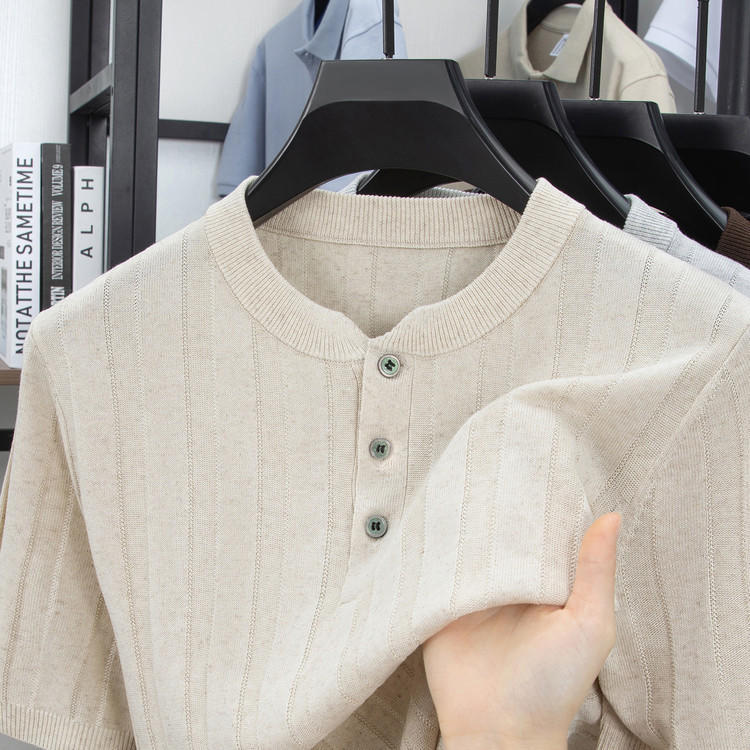 Tencel 2026 Spring and Summer New Sweater Knitwear Pullover Solid Color Men's Youth Casual Versatile Style Summer Hit
