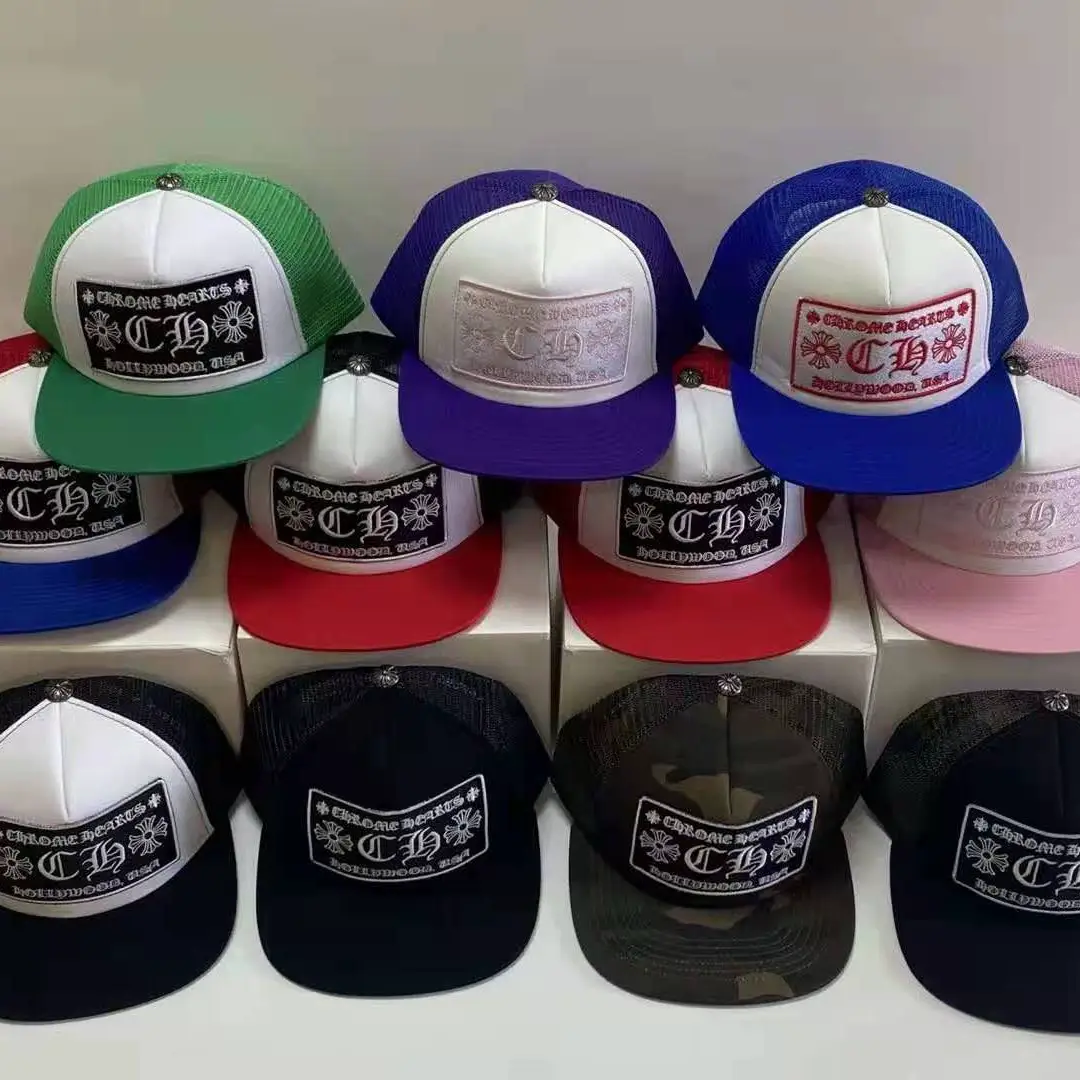 New Trendy Ch Crochet Hat Embroidered Fashion Hip-Hop Sunshade Mesh Hat Women's Pingyang Baseball Cap Fk Letter Travel