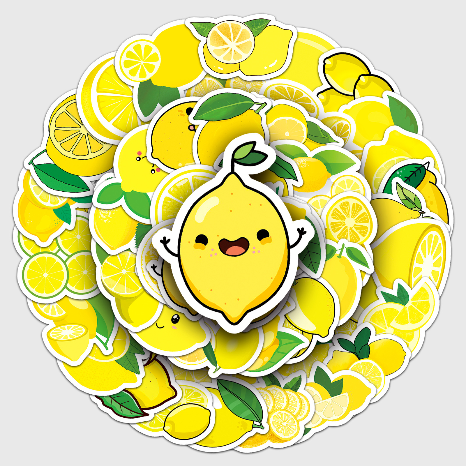 50 pieces of lemon graffiti personality cross-border cartoon fruit children goo card DIY mobile phone case luggage sticker waterproof