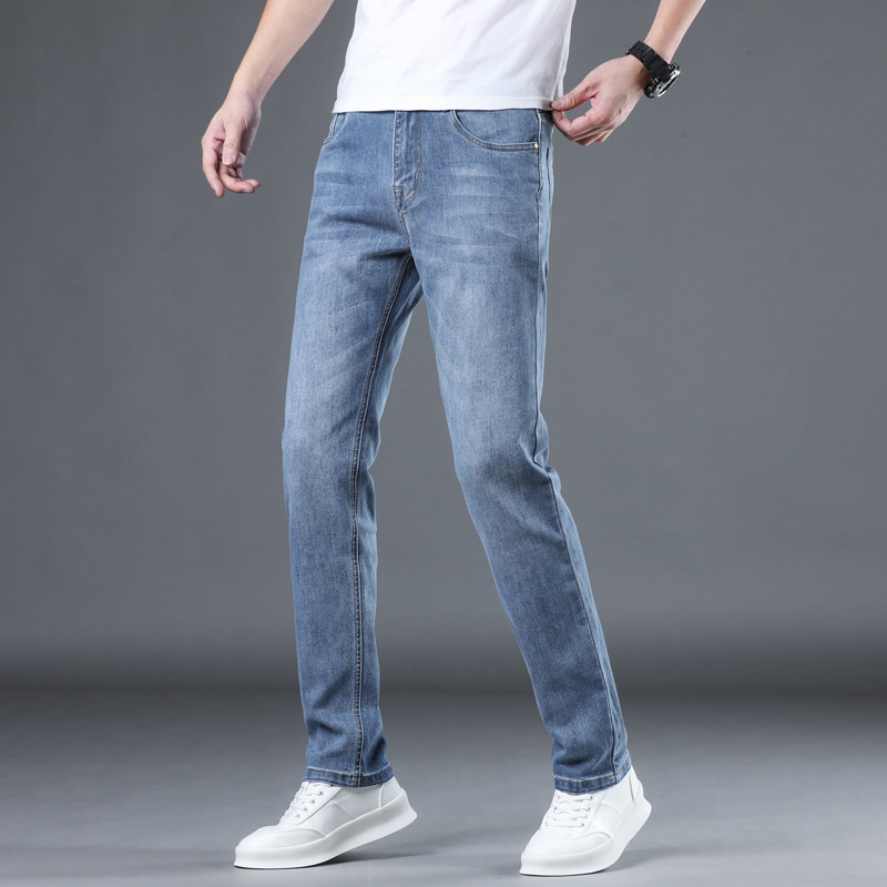 Men's Summer Thin Ice Silk Jeans for Foreign Trade Cross-Border, Guangzhou Xintang Town 2026 New Trendy Light-Colored Long Pants for Men