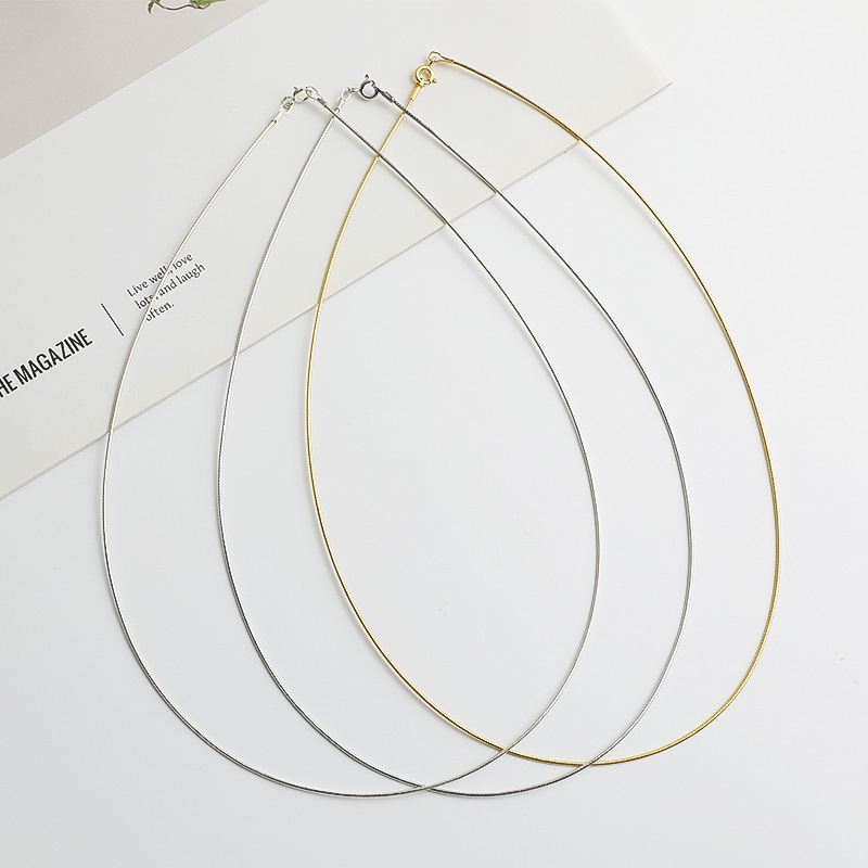 S925 Sterling Silver Soft Collar Snake Bone Chain DIY Necklace Clavicle Chain Simple Fashion Round Neck Chain Bare Chain Jewelry Accessories