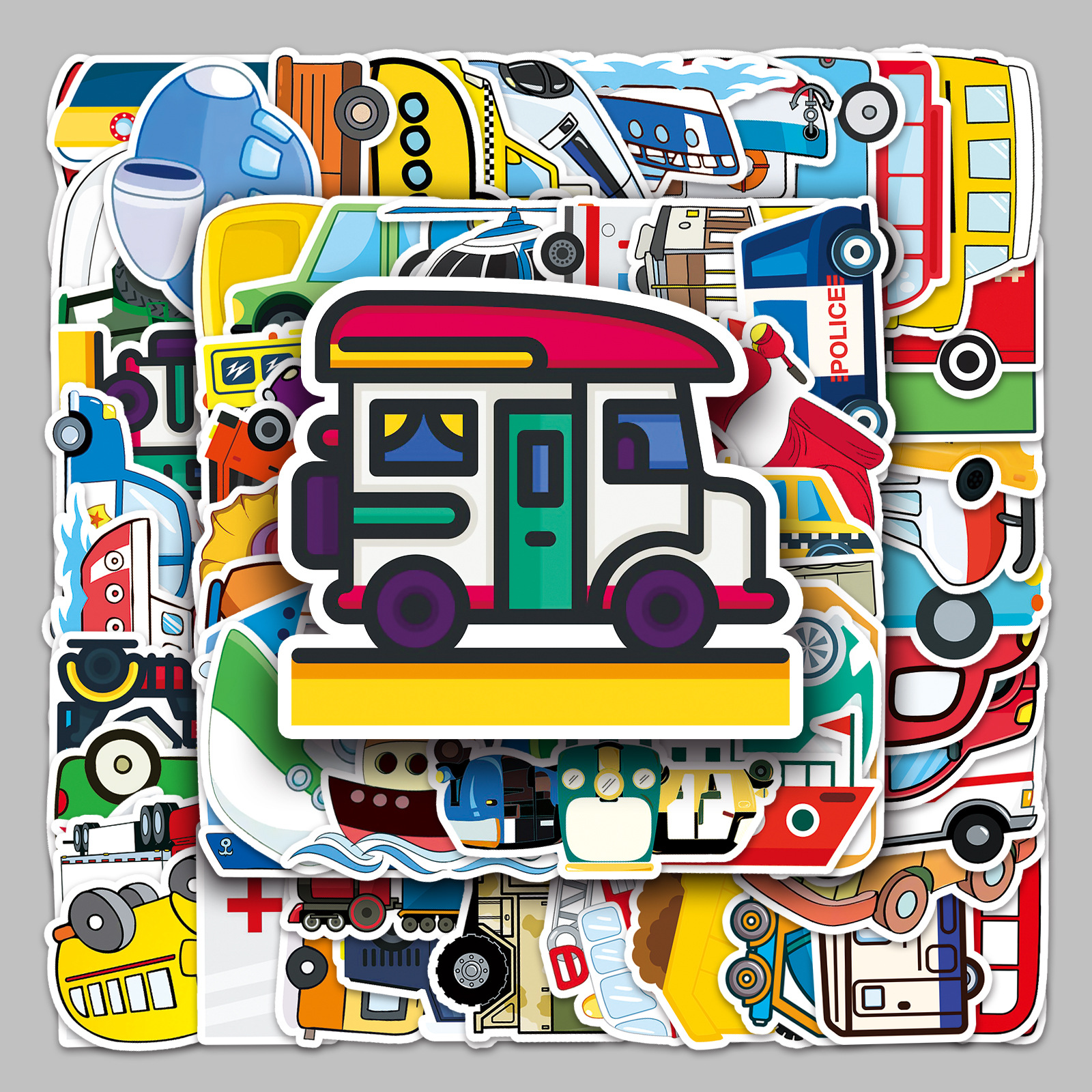 100 pieces of transportation luggage stickers cartoon graffiti creative trend stickers computer tablet cup decoration