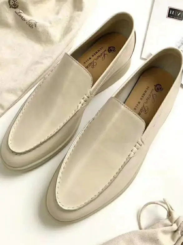 Men's All Year Round Casual Plus size Cowhide Loafers Slip-On British Style Flats Plaid Set of Feet Flats Bean Bag Shoes
