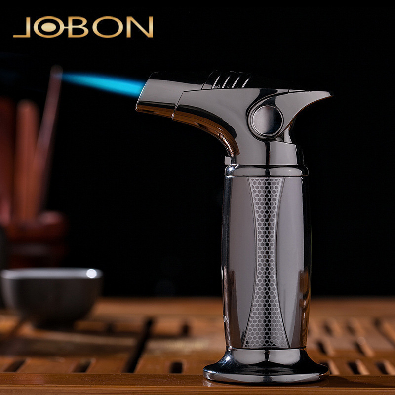 jobon Zhongbang inflatable windproof lighter blue flame straight cigar lighter creative metal igniter spray gun