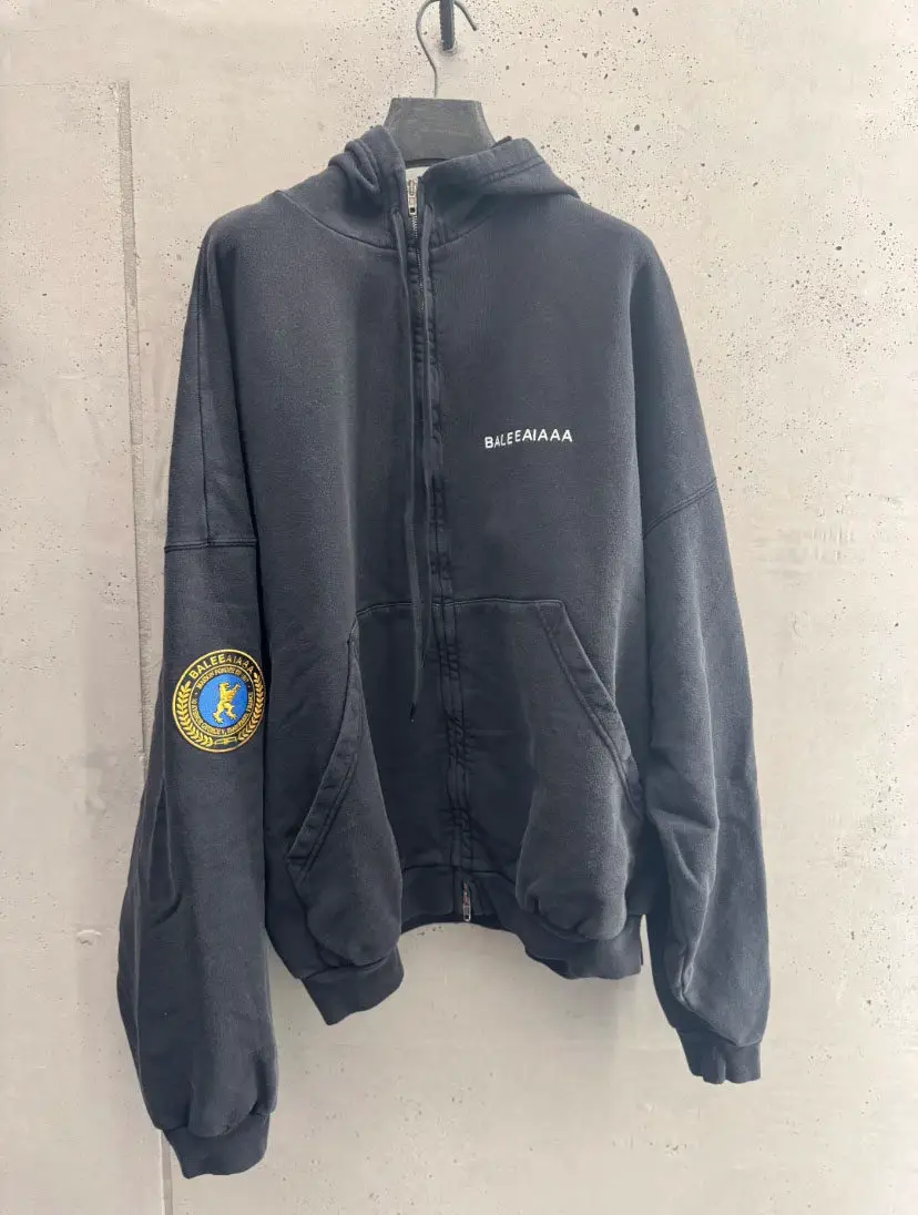 Top of the line version! Paris Manchester United, wheat ear embroidery, stir fried color, worn-out, zippered jacket, hoodie, couple 25ss