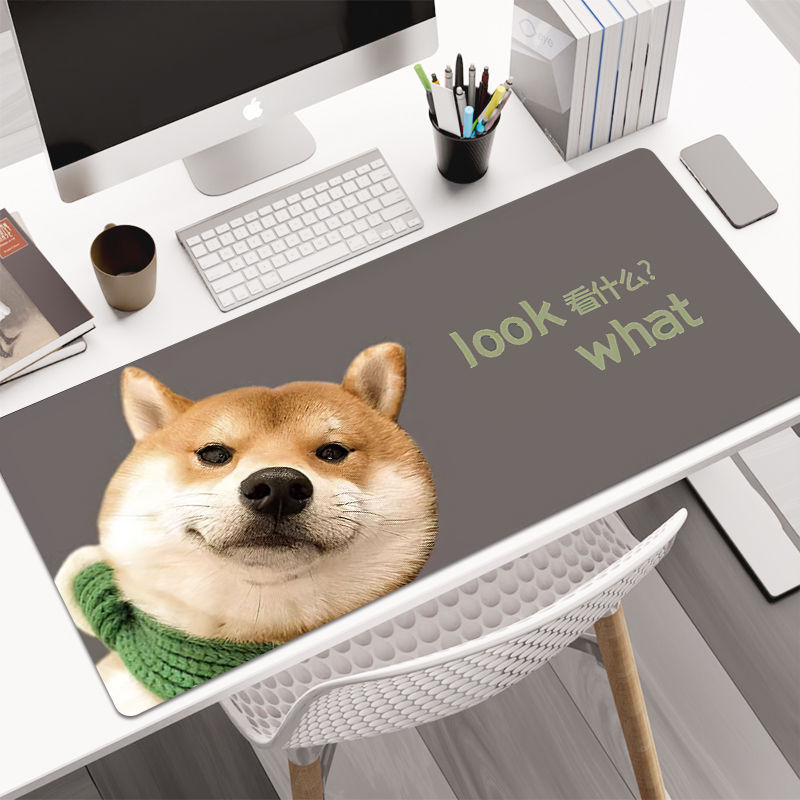 Dog Head Cute Internet Celebrous E-sports Game Mouse Pad Oversized Thickened Lock Edge Computer Desk Pad Keyboard Office Desk
