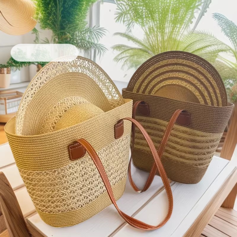 Summer Beach Vacation Niche Straw Woven Bag 2026 New Style Woven Large-Capacity Shoulder Bag Versatile Fashion Tote Bag