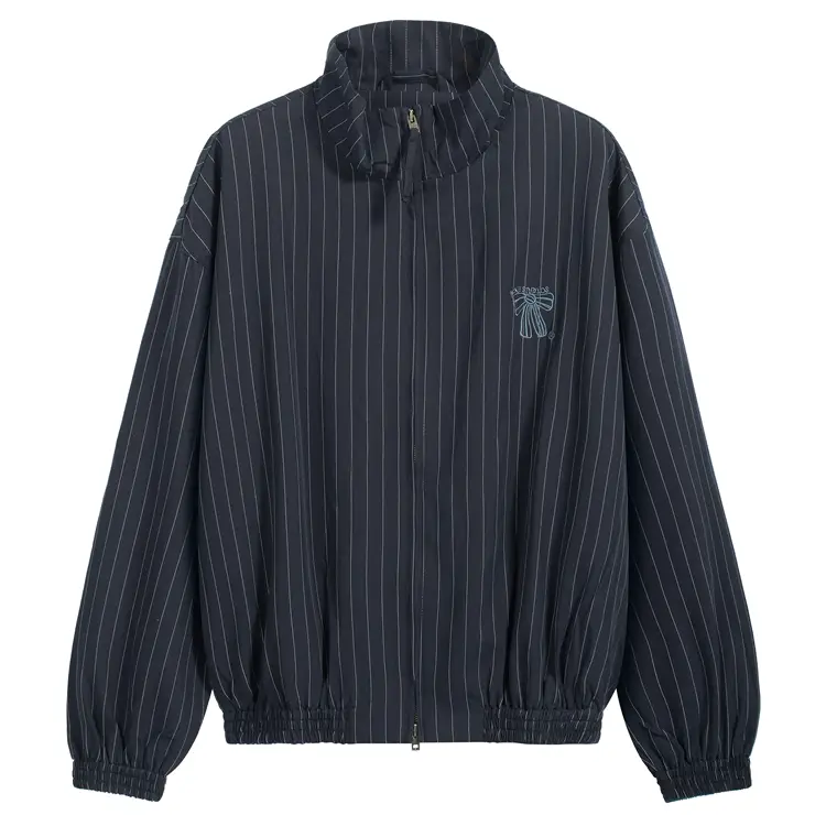 Bow Embroidered Zipper Jacket 9000