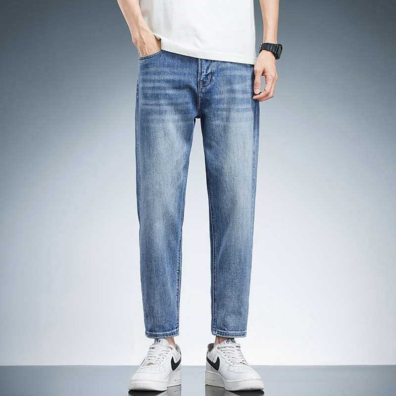6126# City Lee Men's New Spring and Summer Light Breathable Jeans Men's Small Elastic Slim Skinny Pants