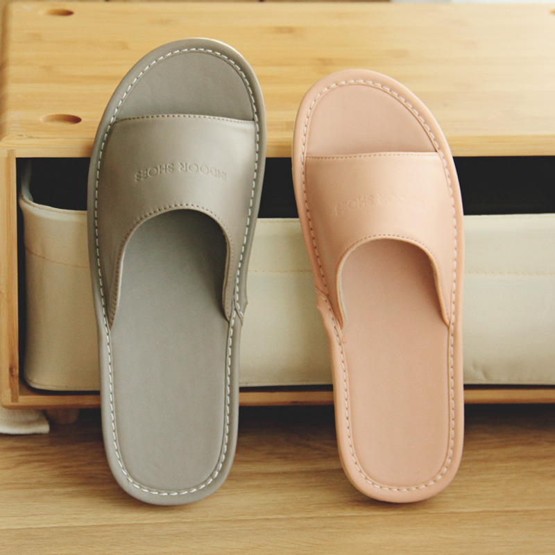 Home Leather Slippers Summer Female Couple Indoor Home Four Seasons Linen Leather Slippers Men's Household Non-slip Wholesale